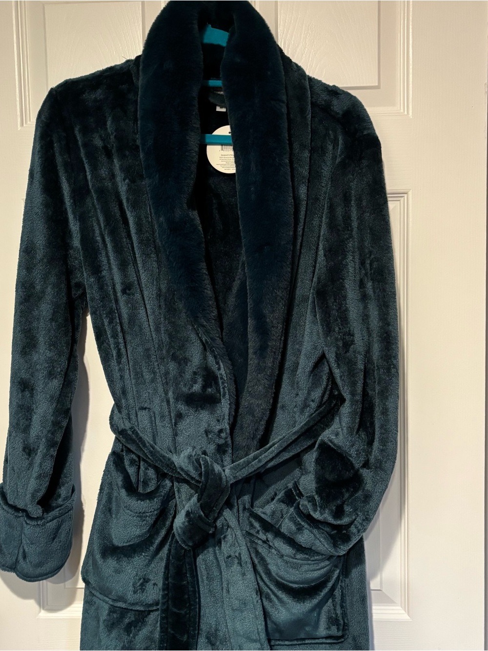 Berkshire Medium Plush Long Shawl Collar Robe - Deep Teal NWT - Picture 2 of 14